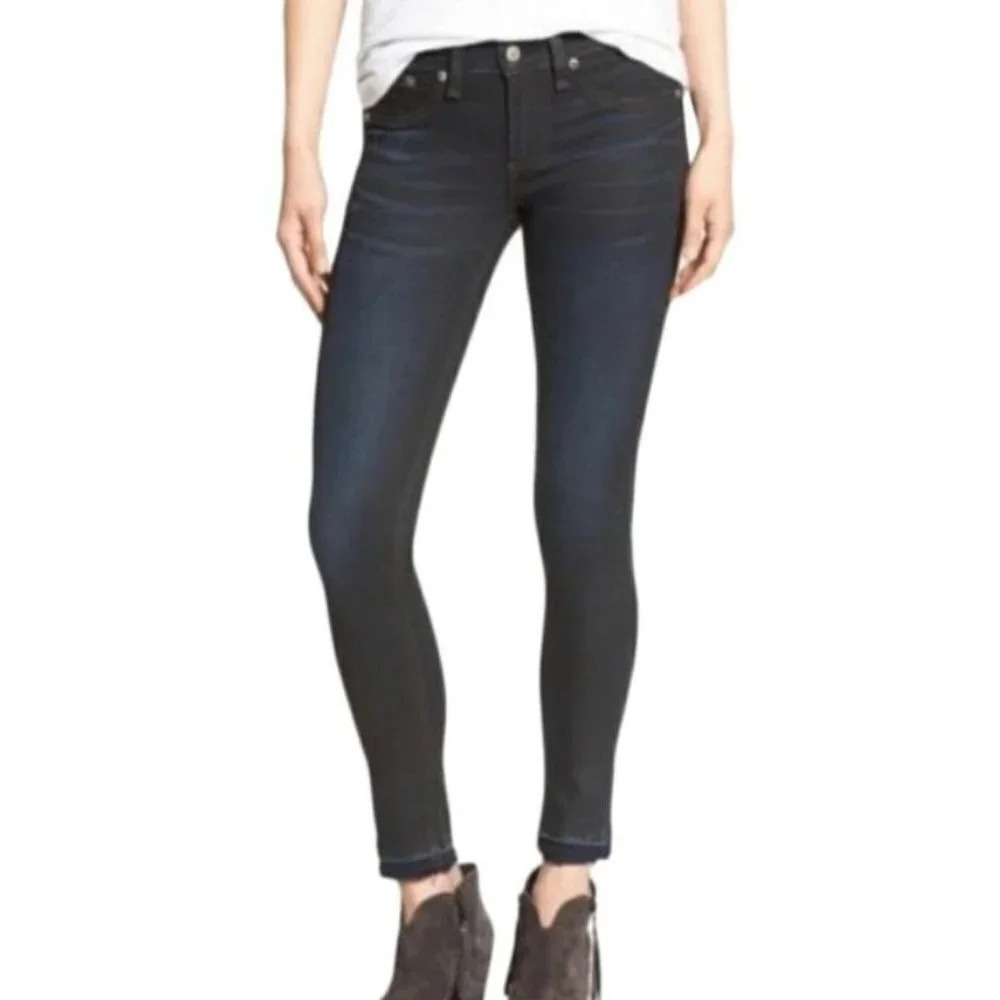 Rag & Bone Blue Raw Hem Dearborn Skinny Jeans- size 27
